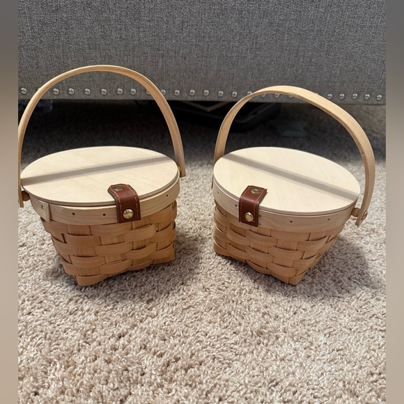 Set of 2 Natural Woven Baskets | Cute Home Decor or Crafting Baskets with Handle - Picture 2 of 11